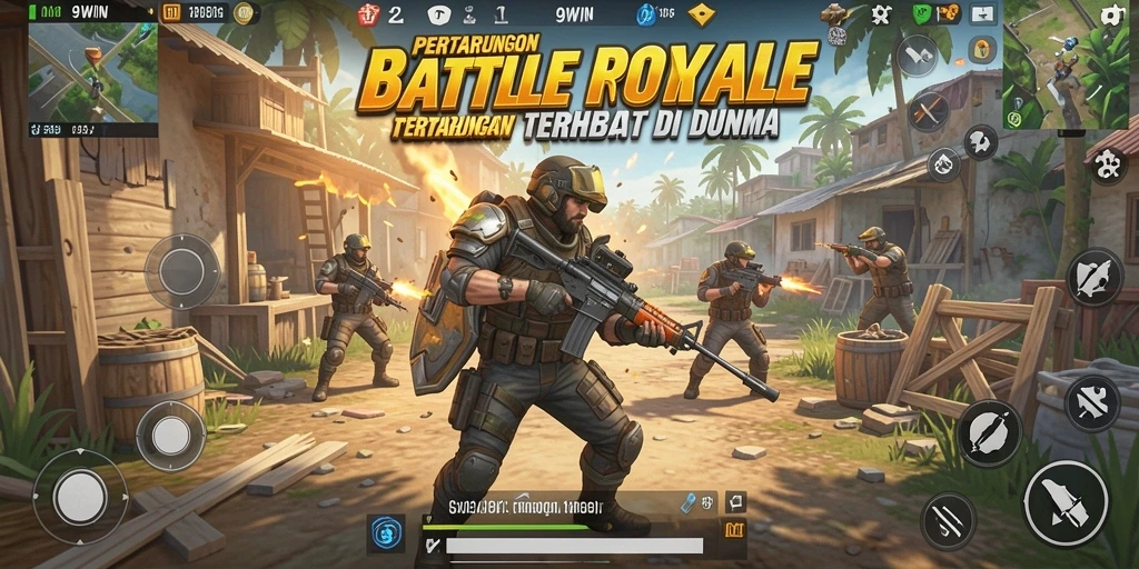 Gameplay seru 9WIN dalam pertempuran Battle Royale.