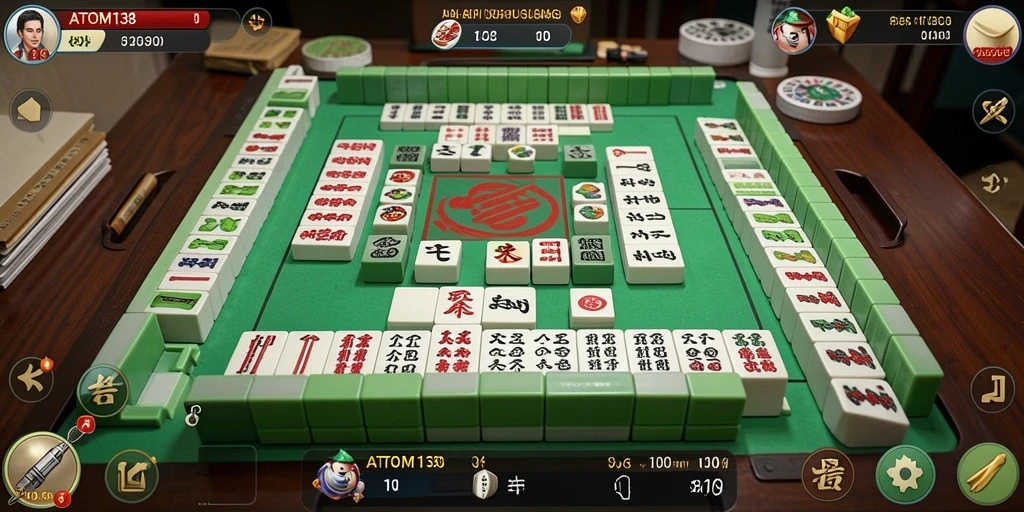 Tampilan gameplay menarik dari ATOM138 dalam permainan Mahjong.