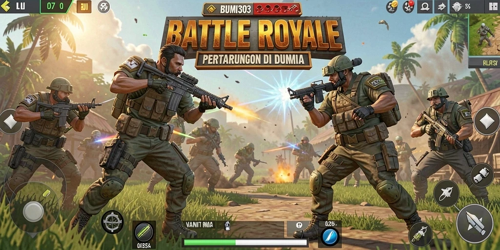 Gameplay seru di BUMI303 dalam aksi Battle Royale.