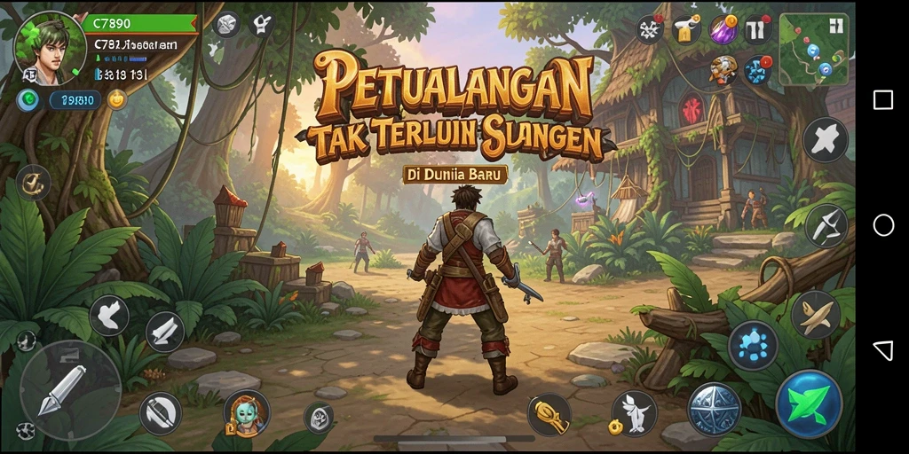 Screenshot gameplay C7890 menampilkan petualangan mendebarkan di dunia yang luas.