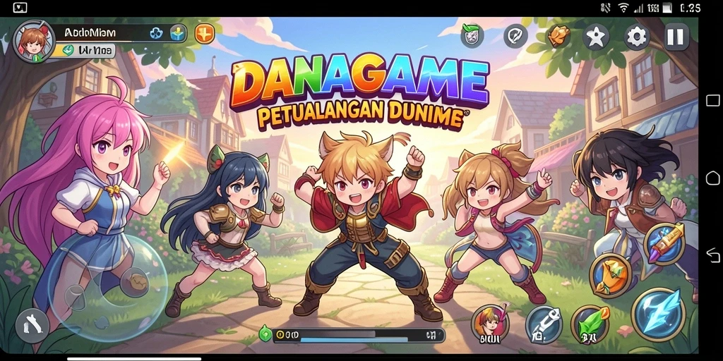 Tampilan gameplay <strong>DANAGAME</strong> yang epik dengan karakter Anime yang beraksi.