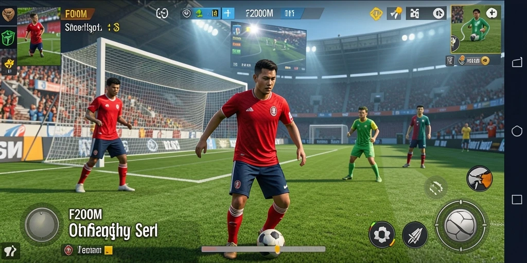 Screenshot gameplay yang menampilkan pertandingan olahraga seru di F200M.