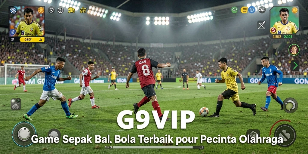Tangkapan layar gameplay G9VIP dengan aksi sepak bola seru.