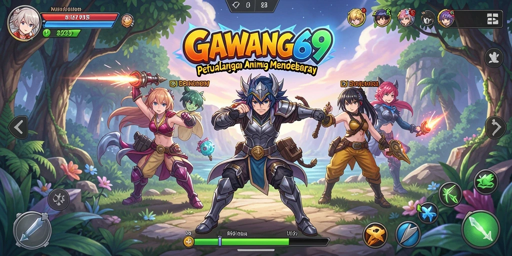 Tampilan gameplay GAWANG69 dengan karakter Anime yang dinamis.