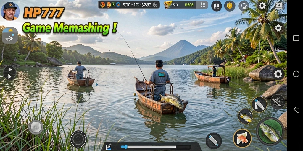 Gameplay seru dalam HP777, menangkap berbagai jenis ikan.