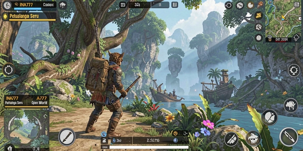 Gameplay INA777 yang menampilkan petualangan Open World yang luas.