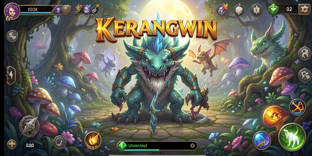 Tampilan gameplay KERANGWIN yang penuh aksi dan petualangan RPG.