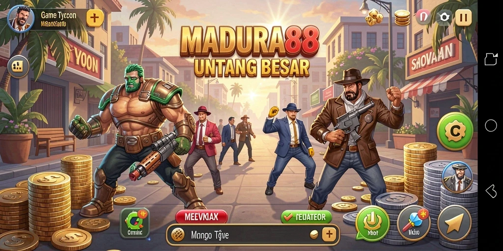 Tampilan gameplay menarik di MADURA88 dengan berbagai fitur manajemen bisnis.
