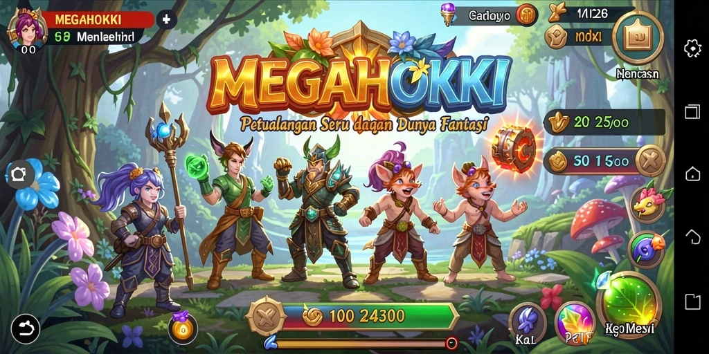 Screenshot MEGAHOKI menampilkan aksi petualangan yang mendebarkan.