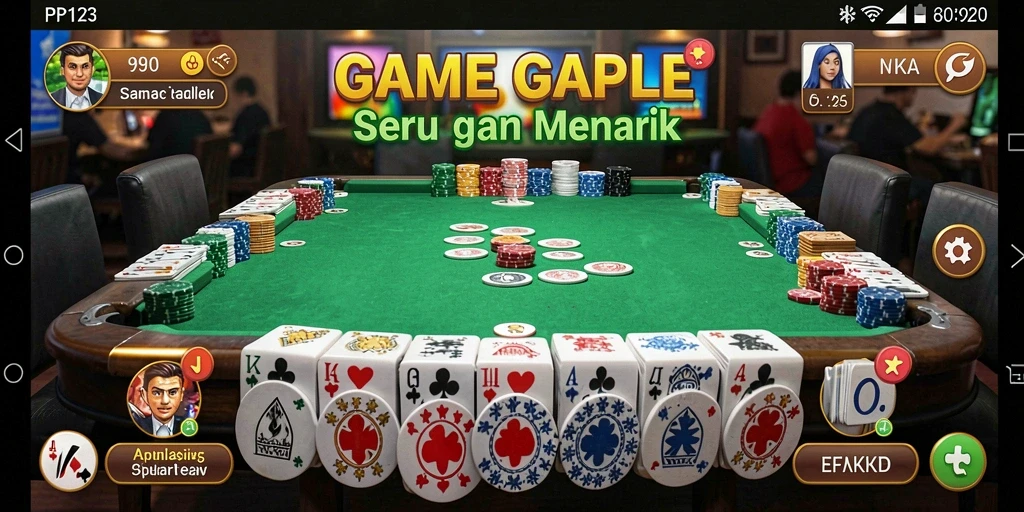 Tampilan menarik dari gameplay Gaple di PP123 dengan grafis yang menawan.