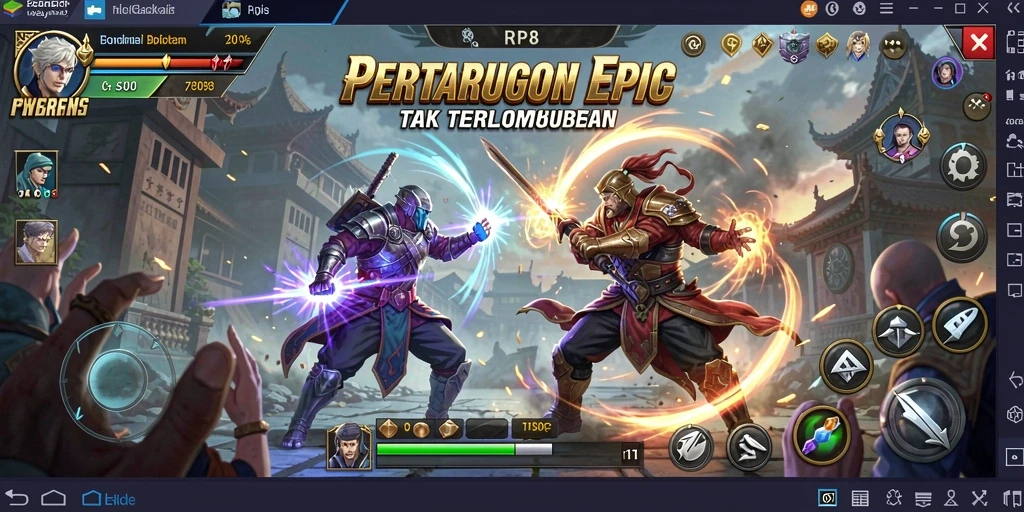 Screenshot menampilkan aksi mendebarkan dalam RP8 di tengah pertarungan.