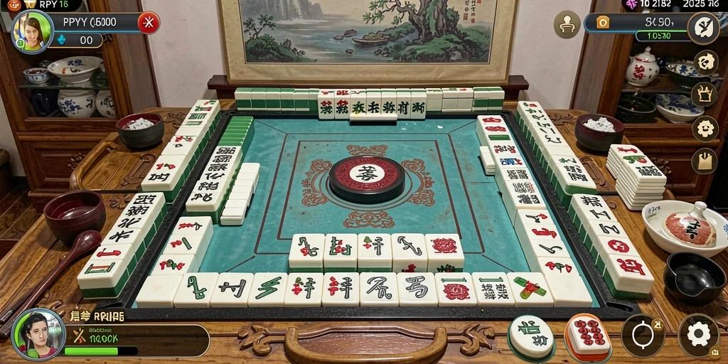 Screenshot gameplay RPYYY menunjukkan tantangan Mahjong yang memukau.