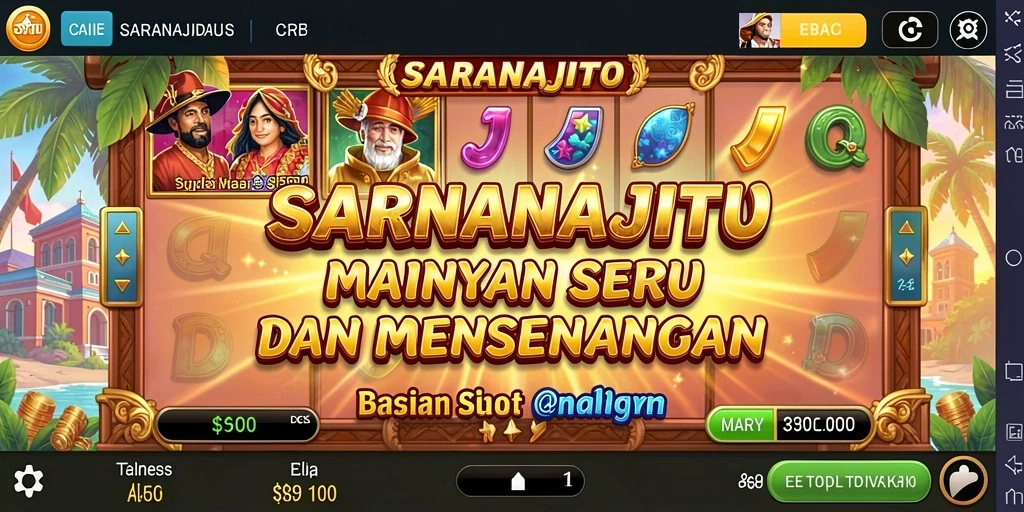 Screenshot gameplay SARANAJITU dengan tema slot yang menarik.