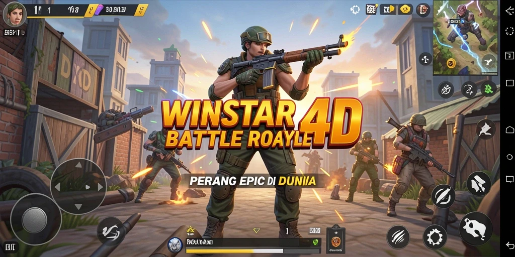 Tangkapan layar utama WINSTAR4D menampilkan intensitas pertempuran Battle Royale.